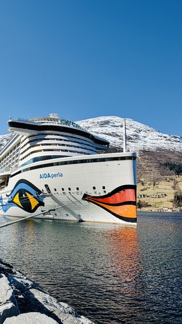 Kreuzfahrtschiff im Fjord
